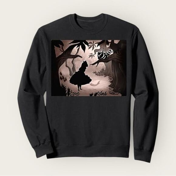 Gildan | Heavy Blend Sweatshirt with Alice in Wonderland Graphic | Black | XL - Picture 1 of 11